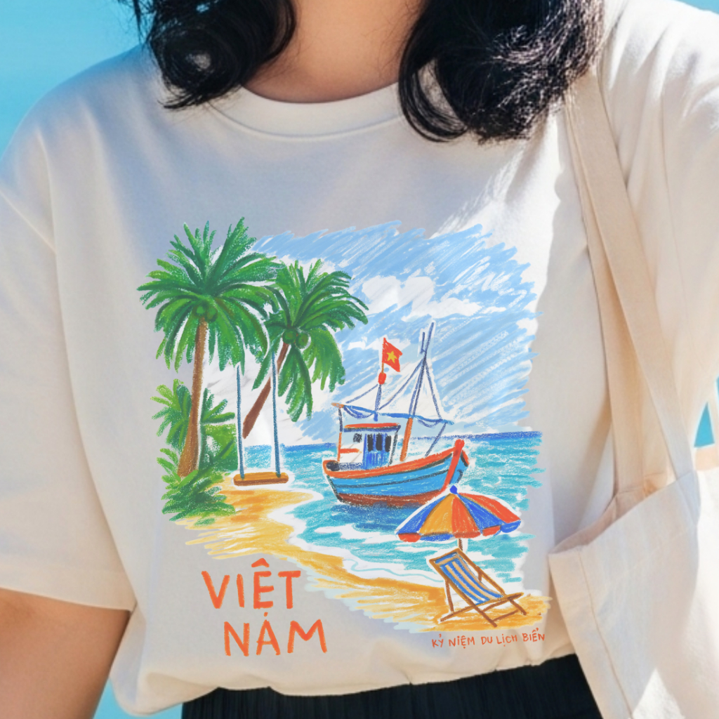 Áo thun Oversize cotton unisex nam nữ Goodore Bộ Sưu Tập Đi Đâu mẫu Đi Biển thoáng mát năng động