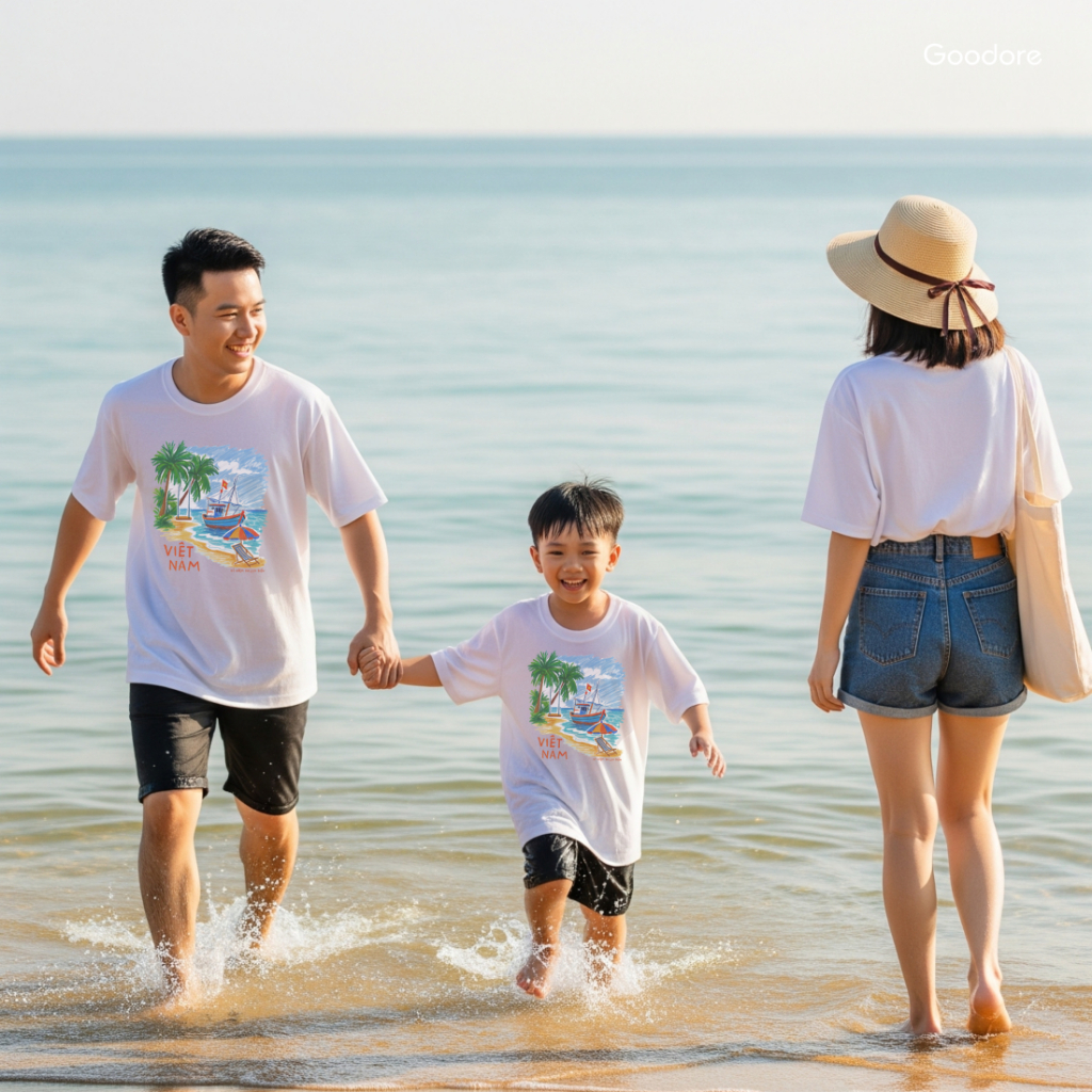 Áo thun Oversize cotton unisex nam nữ Goodore Bộ Sưu Tập Đi Đâu mẫu Đi Biển thoáng mát năng động