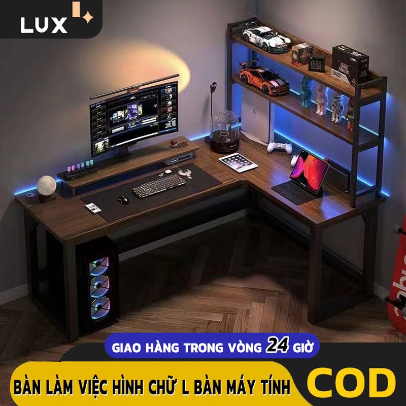 LUX Bàn trò chơi cao cấp, bàn máy tính hình L, có thể tự do chọn vị trí bàn góc, có thể bên trái hoặc bên phải.