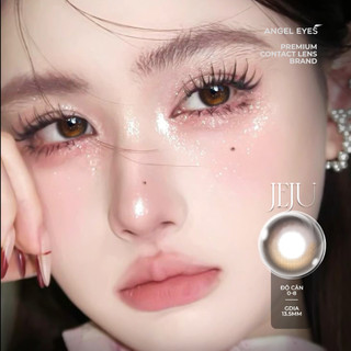 Lens nâu có độ cận Angel Eyes JEJU hiệu ứng loang màu mắt ướt, kính áp tròng màu nâu trăng khuyết filter đang thịnh hành