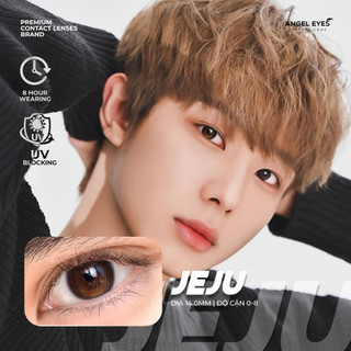 Lens nâu có độ cận Angel Eyes JEJU hiệu ứng loang màu mắt ướt, kính áp tròng màu nâu trăng khuyết filter đang thịnh hành