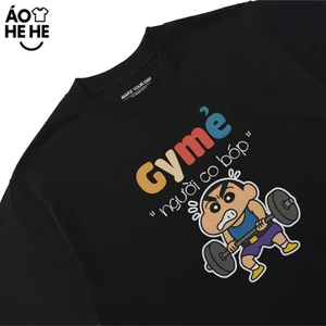Áo Thun Hài Hước Người Co Bóp Gymer Câu Nói Text Hài Môn Thể Thao Form Rộng Dành Cho Nam Nữ Cotton 250gsm