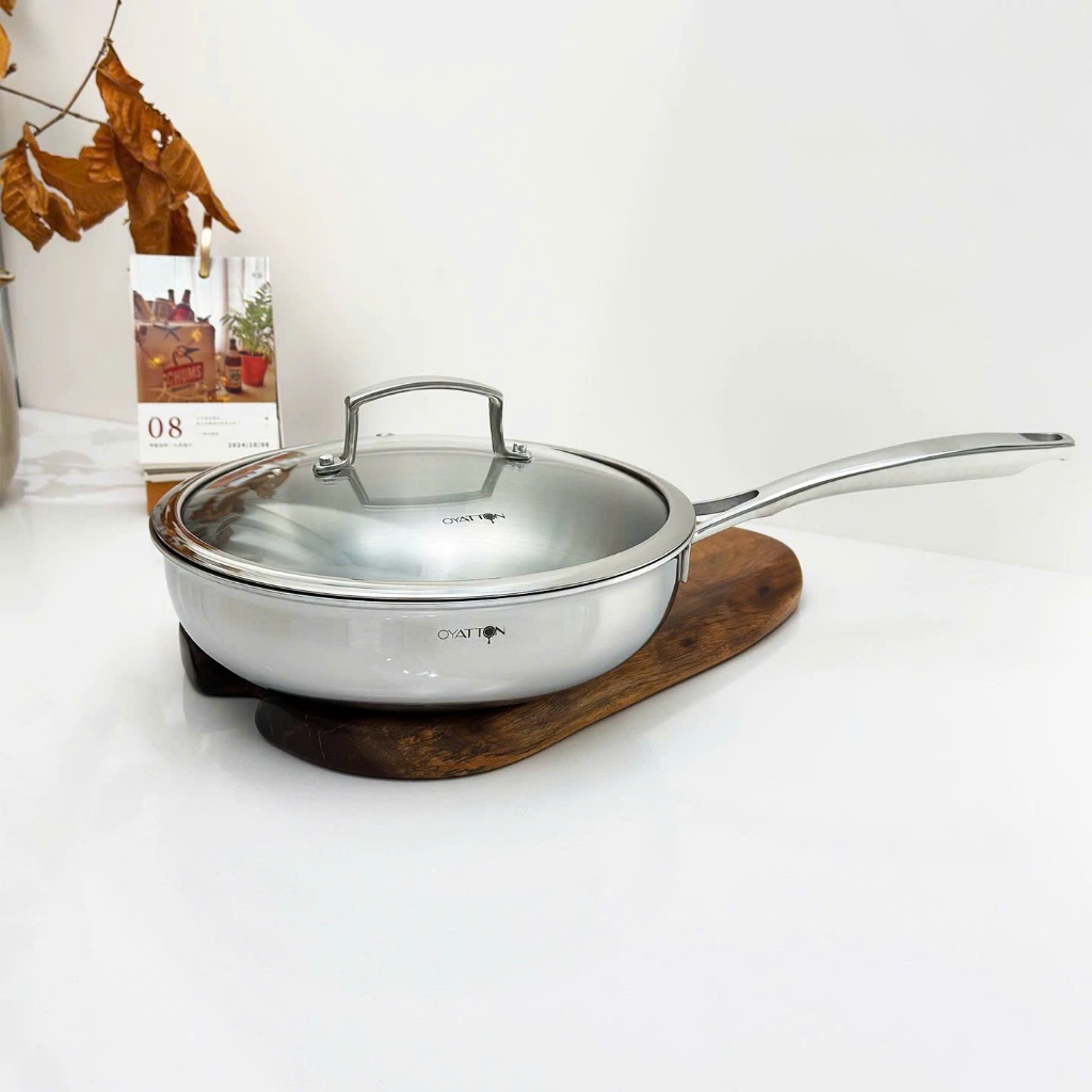 Chảo Inox Oyatton 26cm 28cm Chảo 3 Lớp Liền Khối Inox Cao Cấp Đáy Từ