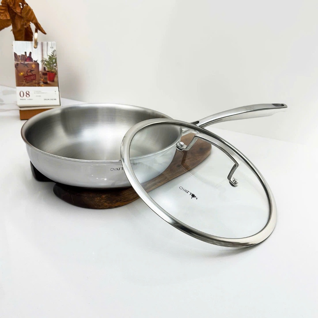 Chảo Inox Oyatton 26cm 28cm Chảo 3 Lớp Liền Khối Inox Cao Cấp Đáy Từ