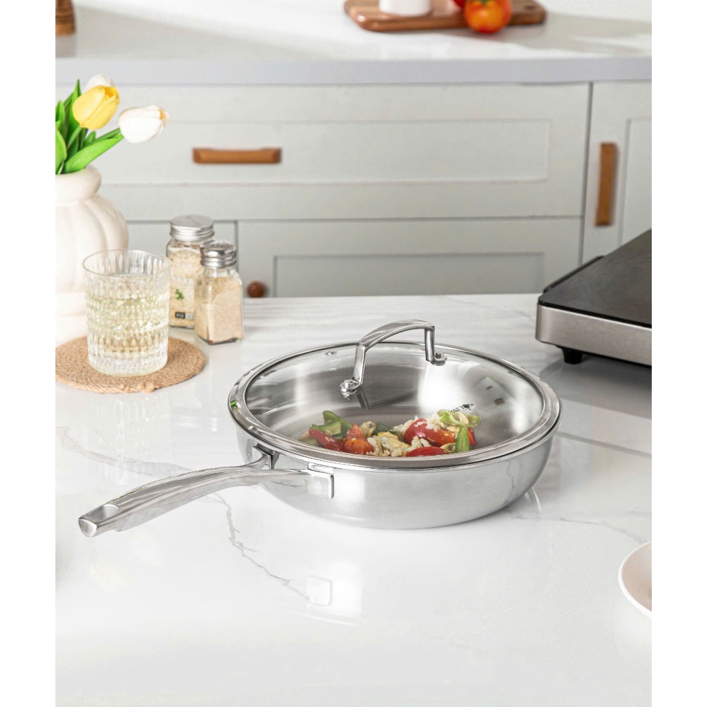 Chảo Inox Oyatton 26cm 28cm Chảo 3 Lớp Liền Khối Inox Cao Cấp Đáy Từ