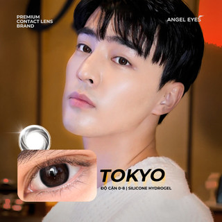 Lens đen giãn tròng to có độ 0-8 Tokyo Night nhãn hiệu Angel Eyes, kính áp tròng đen tự nhiên