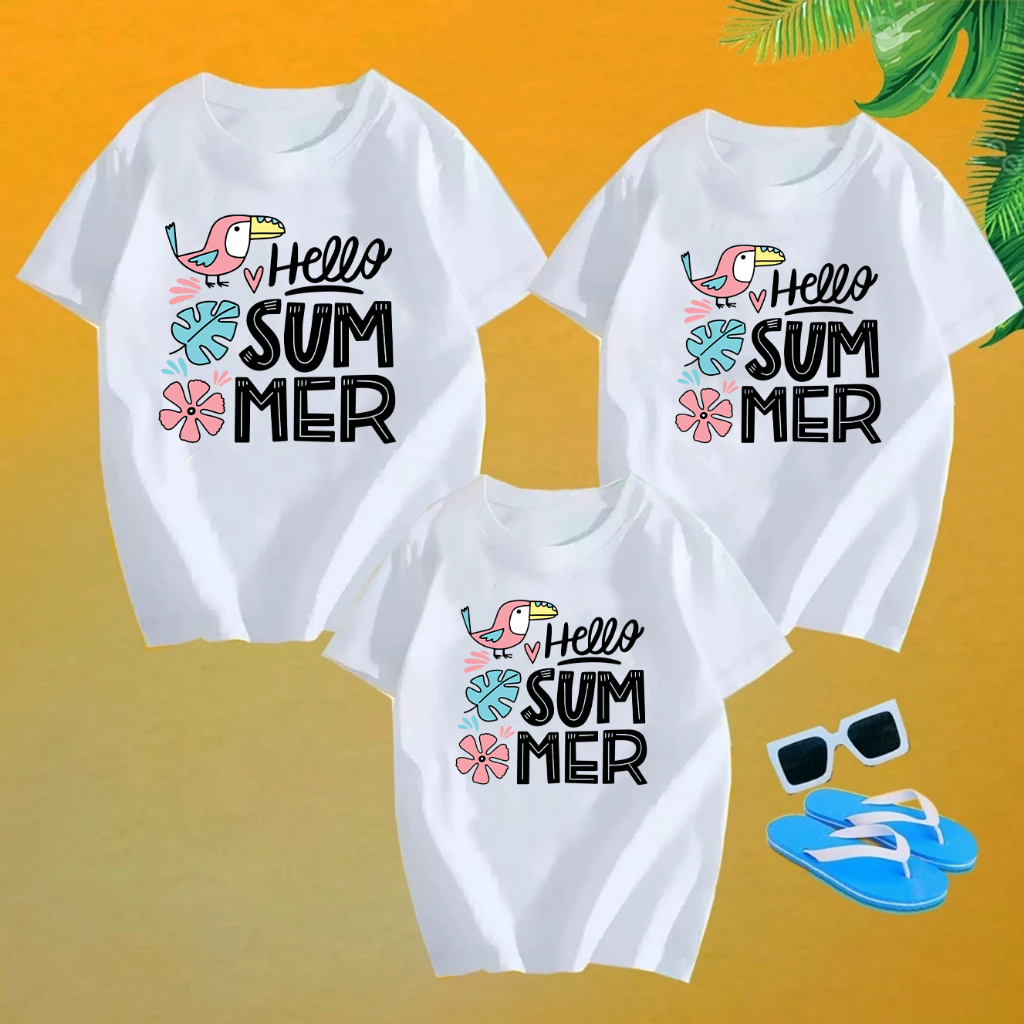 Áo nhóm, áo thun team nhóm gia đình, đồng phục gia đình HELLO SUMMER áo du lịch hè vải cotton mềm mịn nhiều mẫu TA0104