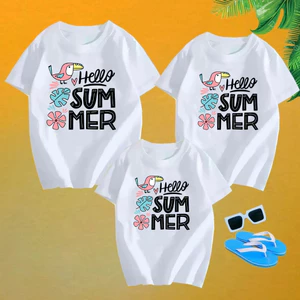 Áo nhóm, áo thun team nhóm gia đình, đồng phục gia đình HELLO SUMMER áo du lịch hè vải cotton mềm mịn nhiều mẫu TA0104
