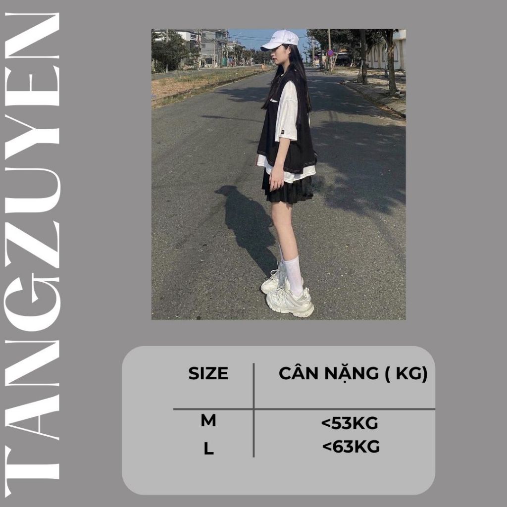 Set áo gile SA009 rách mix áo phông tay lỡ Trắng form rộng unisex phong cách ulzzang