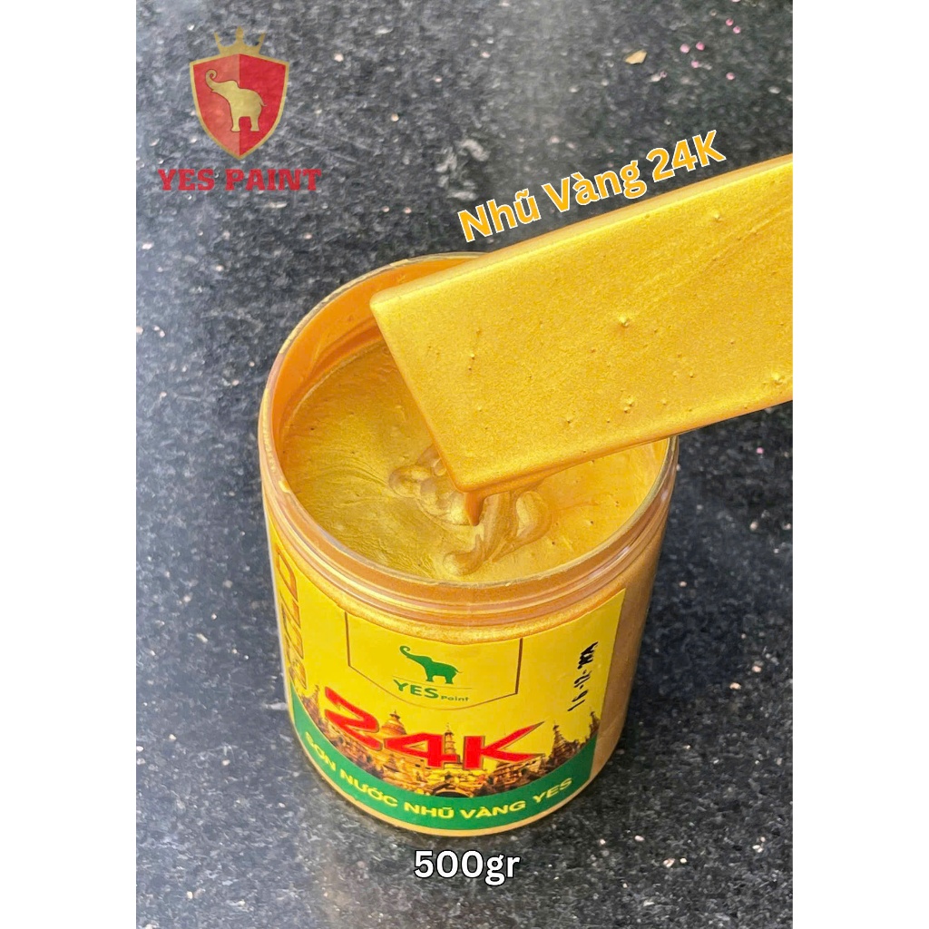 {Lon 200gram} Sơn Nhũ Vàng Hệ Nước 24K Yes Paint ( Sơn, Vẽ Trang Trí Nghệ Thuật...) Không độc hại