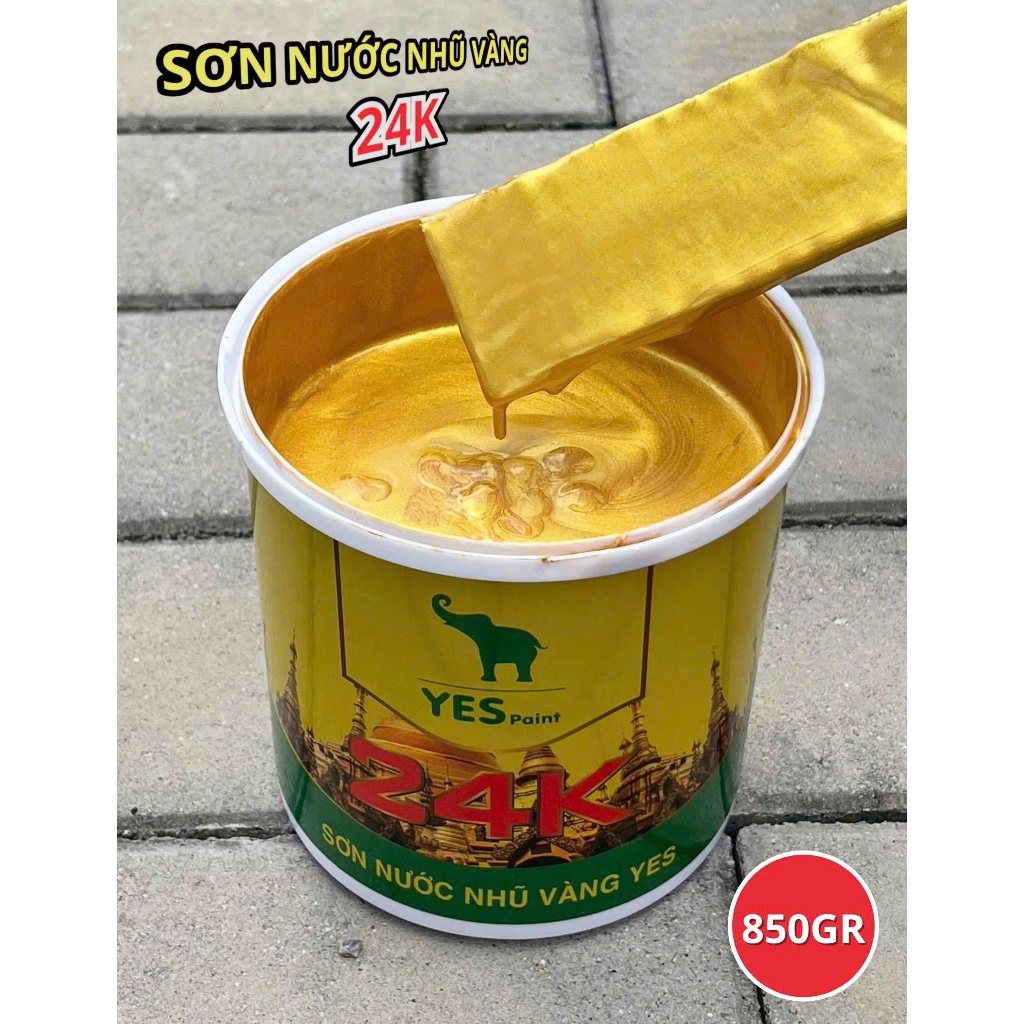 {Lon 200gram} Sơn Nhũ Vàng Hệ Nước 24K Yes Paint ( Sơn, Vẽ Trang Trí Nghệ Thuật...) Không độc hại