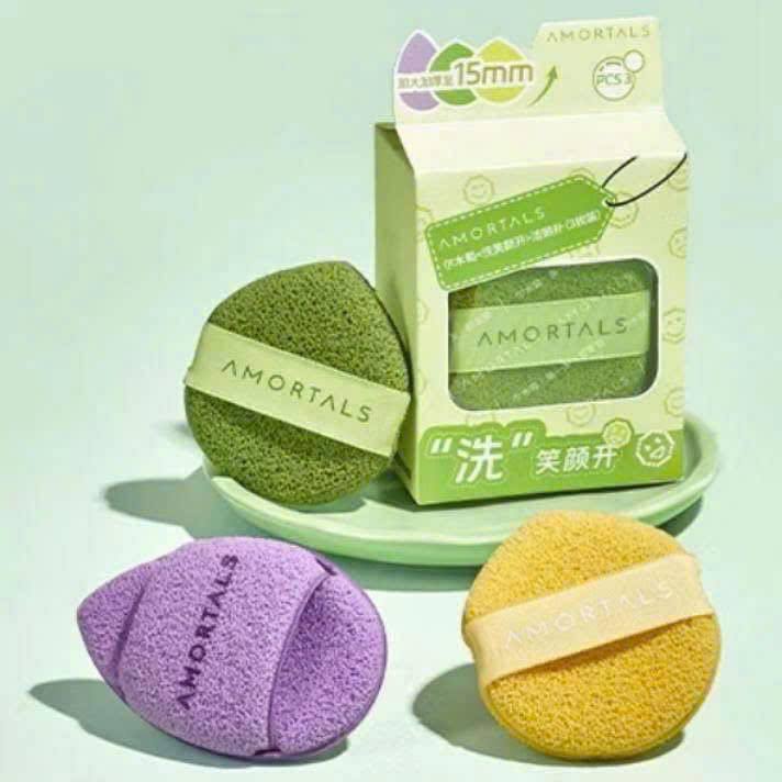 Miếng mút bọt biển rửa mặt Amortals, set mút rửa mặt armortal
