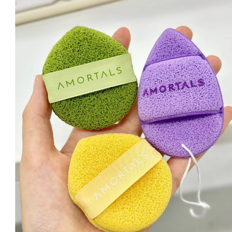 Miếng mút bọt biển rửa mặt Amortals, set mút rửa mặt armortal