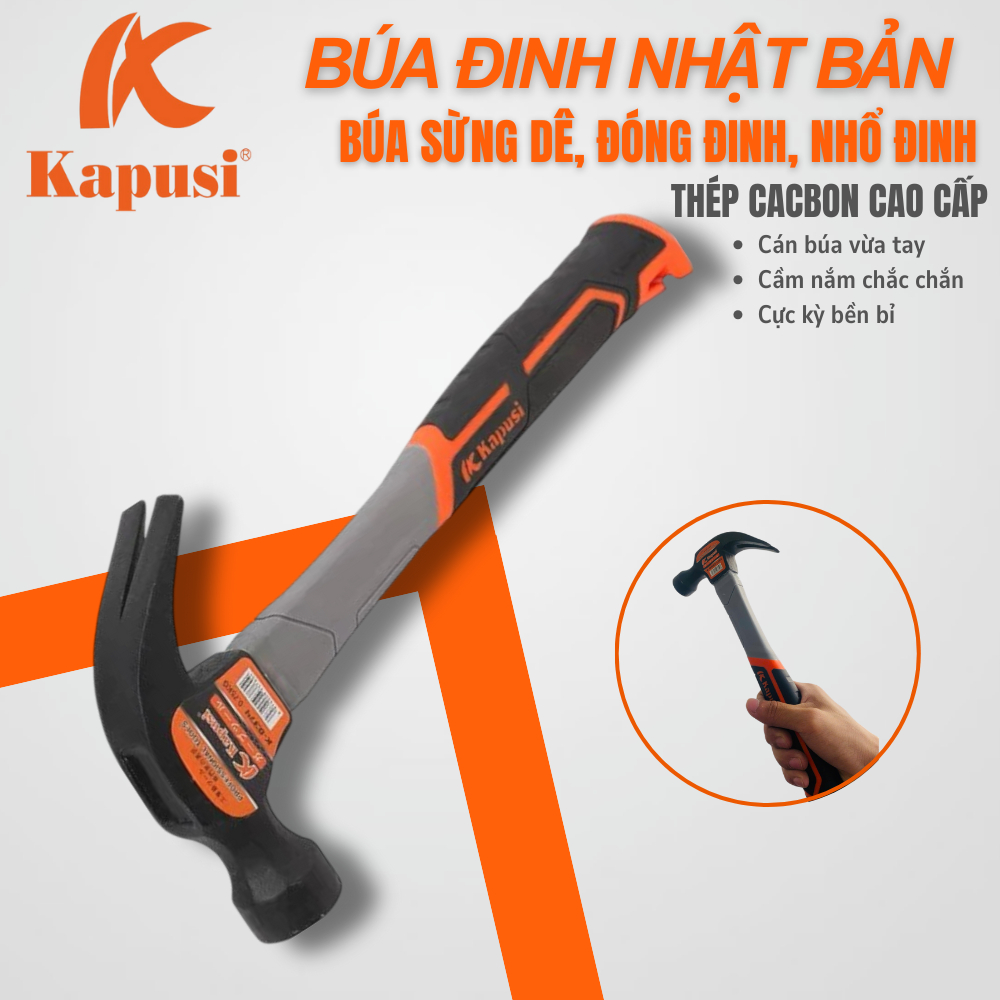 Búa đinh Kapusi đầu búa nặng 250g, 500g, 750g - búa sừng dê, búa đóng đinh, búa nhổ đinh