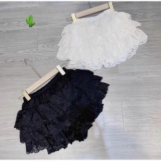 Chân váy ren nữ xếp tầng có quần bảo hộ màu đen trắng dáng xòe cực dễ thương VANISA CT361
