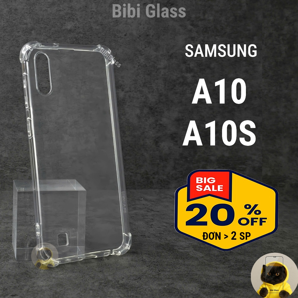 Ốp lưng Samsung A10, A10S silicon trong suốt dẻo cao cấp chống sốc va đập viền cạnh vuông bảo vệ đt