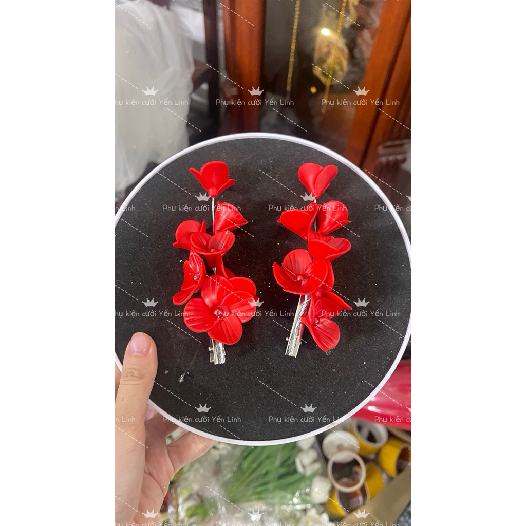 🔥🔥🔥Kẹp cài tóc cô dâu xinh hai màu đỏ và trắng-TH1029|PHUKIENCUOIYENLINH
