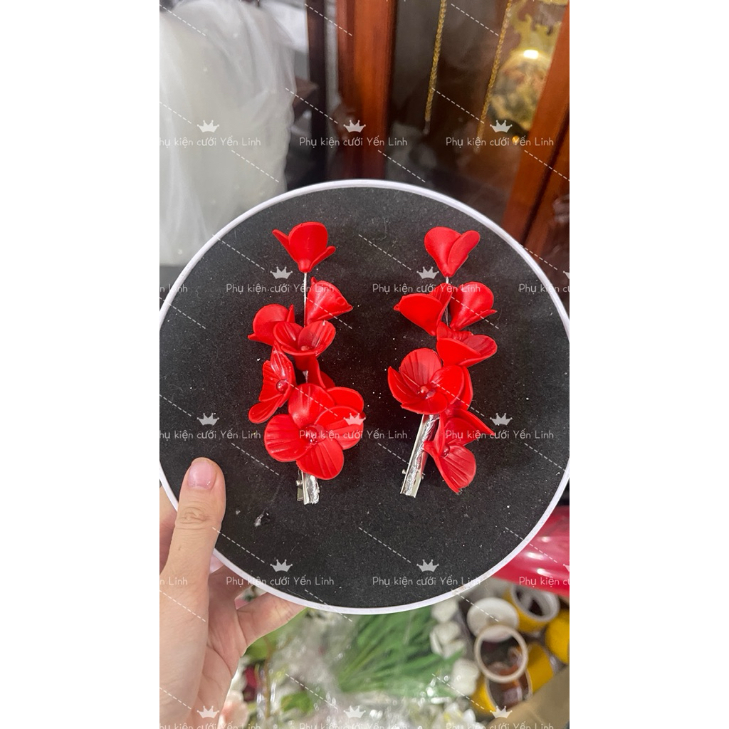 🔥🔥🔥Kẹp cài tóc cô dâu xinh hai màu đỏ và trắng-TH1029|PHUKIENCUOIYENLINH