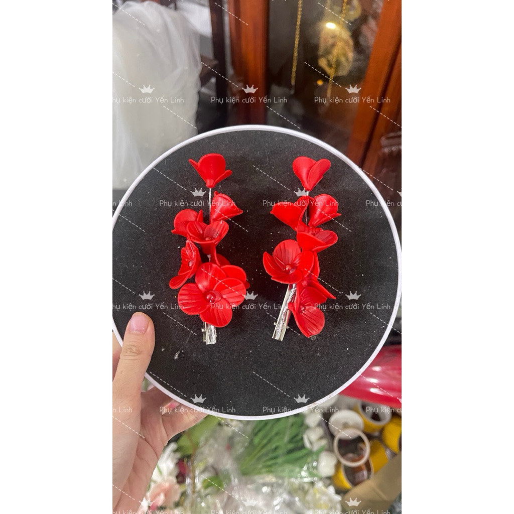 🔥🔥🔥Kẹp cài tóc cô dâu xinh hai màu đỏ và trắng-TH1029|PHUKIENCUOIYENLINH