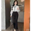 Áo sơ mi nữ tơ cổ bèo pha nơ cổ style hàn quốc A2569 Kymie