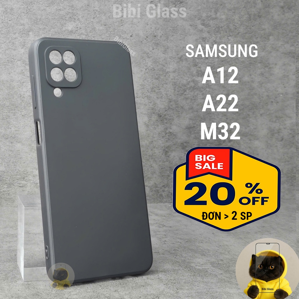 Ốp lưng Samsung A12, A22, M32 4G 5G bảo vệ cam điện thoại toàn diện cạnh vuông nhựa dẻo tpu bibi