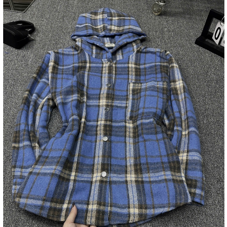 Áo Khoác Chống Nắng Nam Nữ Chất Nỉ Dạ Kẻ Caro Có Nón 2 Lớp ESHOP Áo Sơ Mi Tay Dài Có Mũ Bigsize