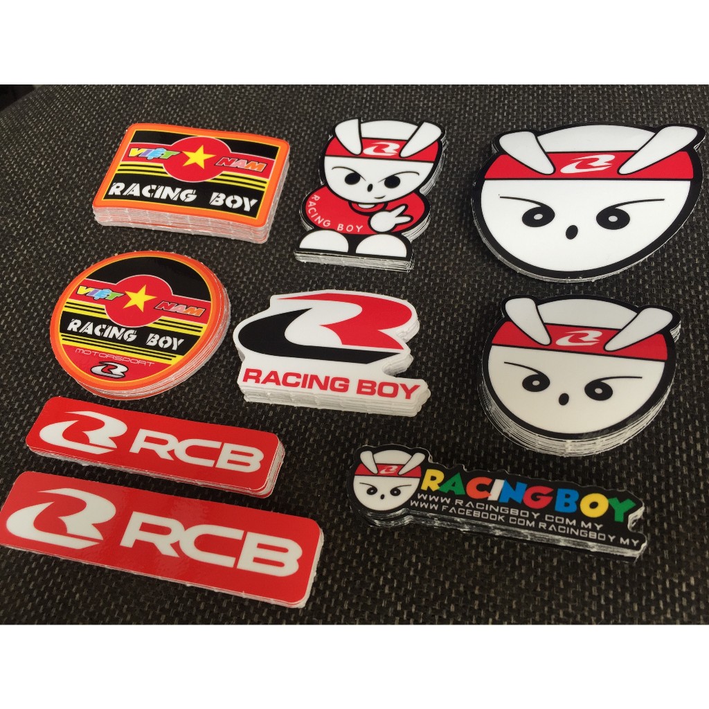 Trọn bộ 8 logo VN RACING BOY. Hình dán thỏ cực ngầu chống nước - Nhận đặt in sticker theo yêu cầu