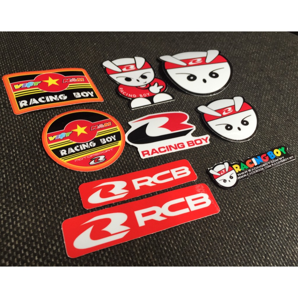 Trọn bộ 8 logo VN RACING BOY. Hình dán thỏ cực ngầu chống nước - Nhận đặt in sticker theo yêu cầu