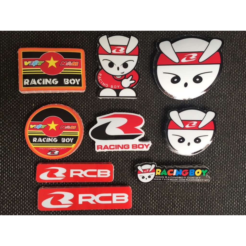 Trọn bộ 8 logo VN RACING BOY. Hình dán thỏ cực ngầu chống nước - Nhận đặt in sticker theo yêu cầu