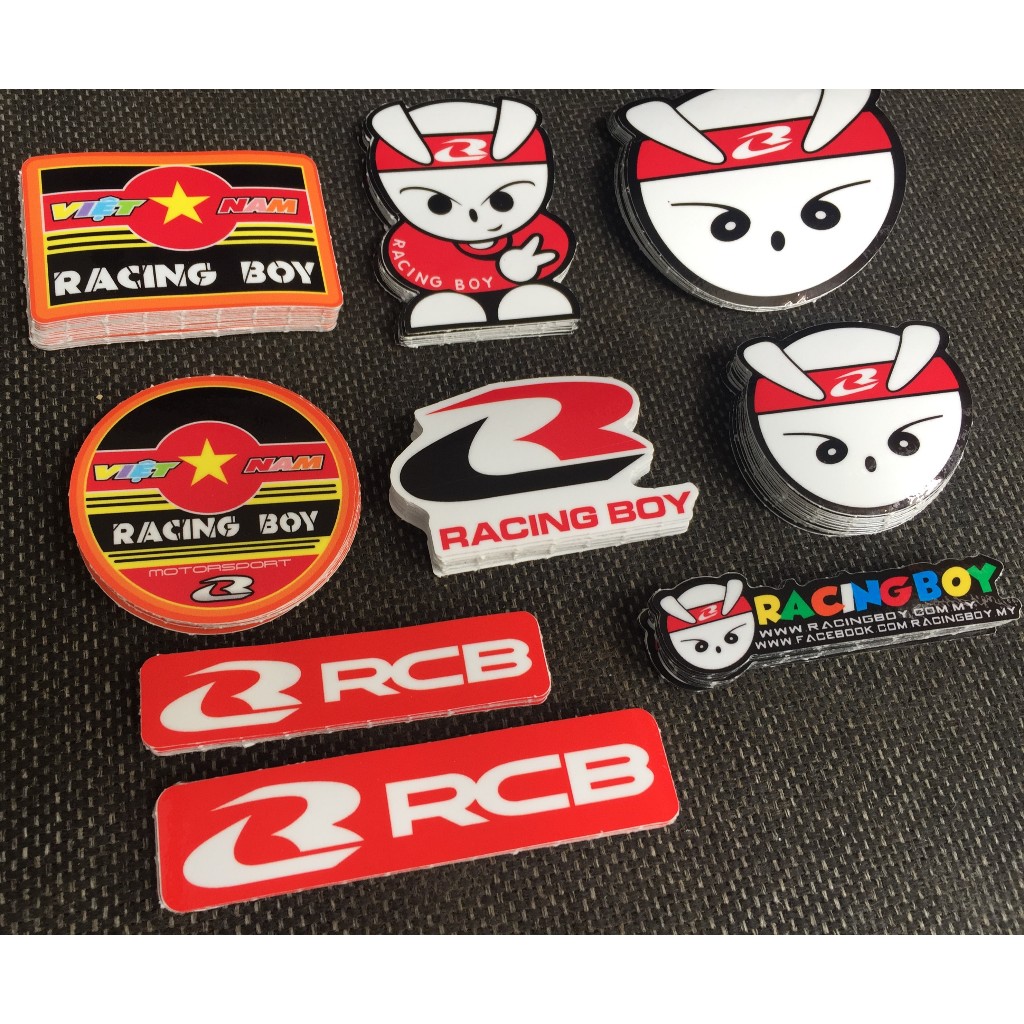 Trọn bộ 8 logo VN RACING BOY. Hình dán thỏ cực ngầu chống nước - Nhận đặt in sticker theo yêu cầu
