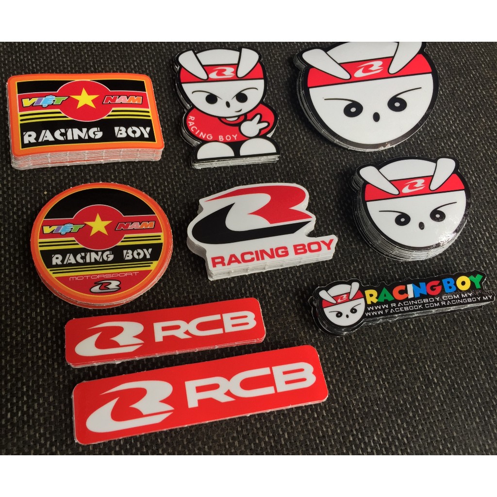 Trọn bộ 8 logo VN RACING BOY. Hình dán thỏ cực ngầu chống nước - Nhận đặt in sticker theo yêu cầu