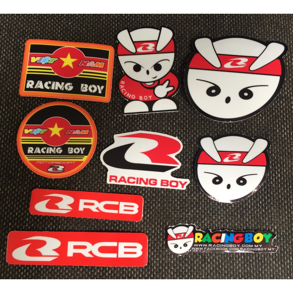 Trọn bộ 8 logo VN RACING BOY. Hình dán thỏ cực ngầu chống nước - Nhận đặt in sticker theo yêu cầu