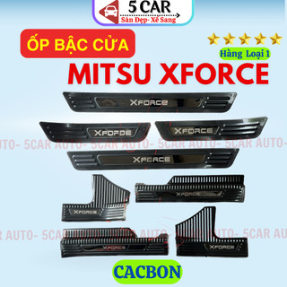 Ốp bậc cửa, nẹp bước chân trong, ngoài xe Mitsubishi Xforce 2023-2025 vân Cacbon cao cấp