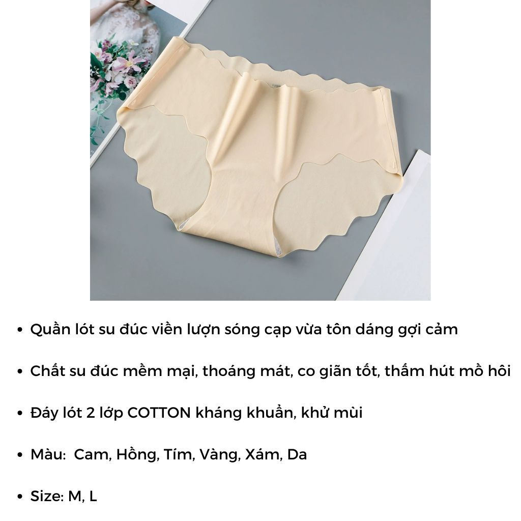COMBO 3 Quần lót nữ su đúc mềm mịn thoáng mát cạp vừa tôn dáng gợi cảm viền gợn sóng LANIXA LA09