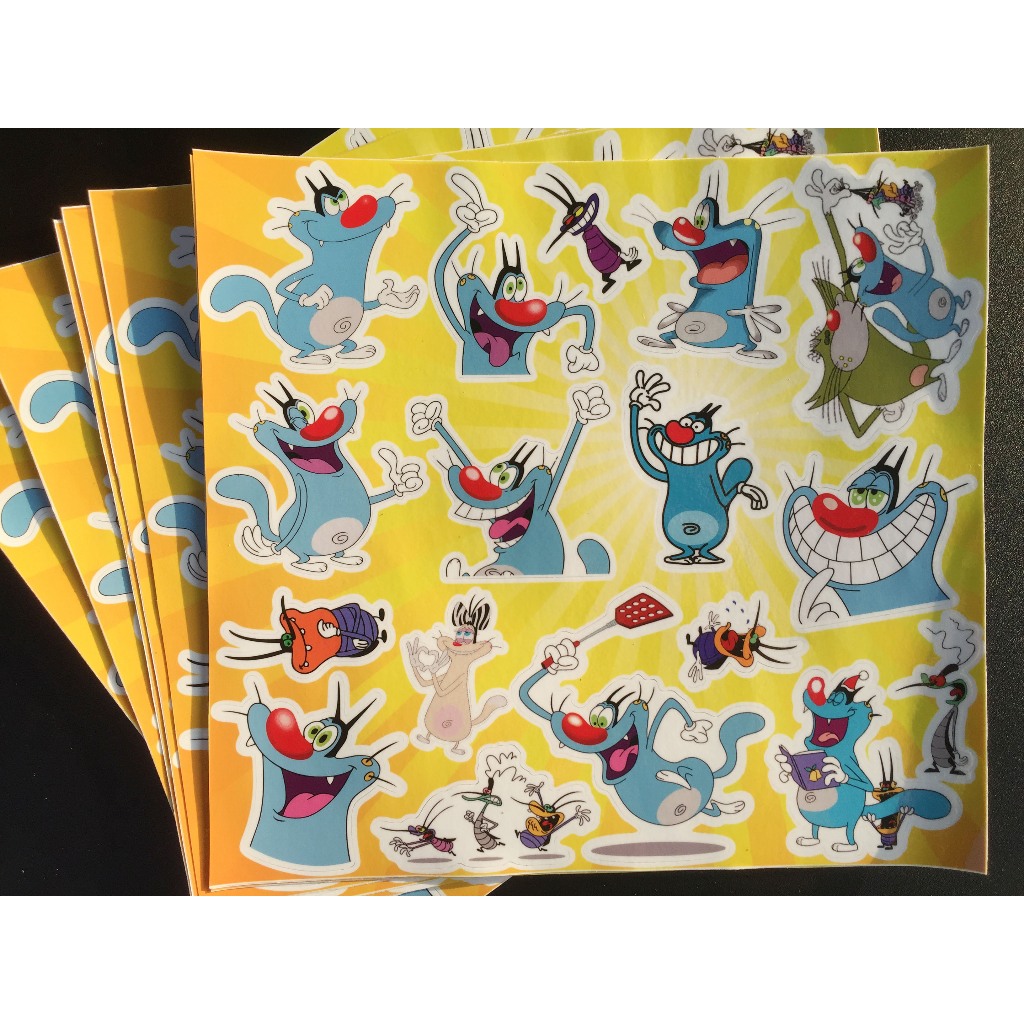 Trọn bộ logo Oggy. Hình dán chống nước, sticker sắc nét.