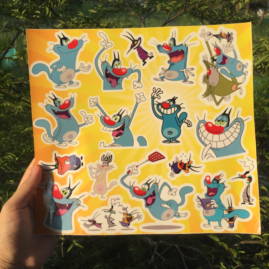 Trọn bộ logo Oggy. Hình dán chống nước, sticker sắc nét.
