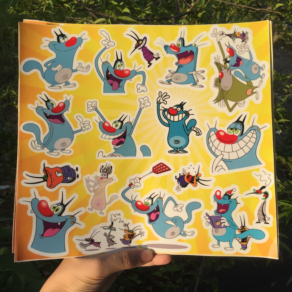 Trọn bộ logo Oggy. Hình dán chống nước, sticker sắc nét.