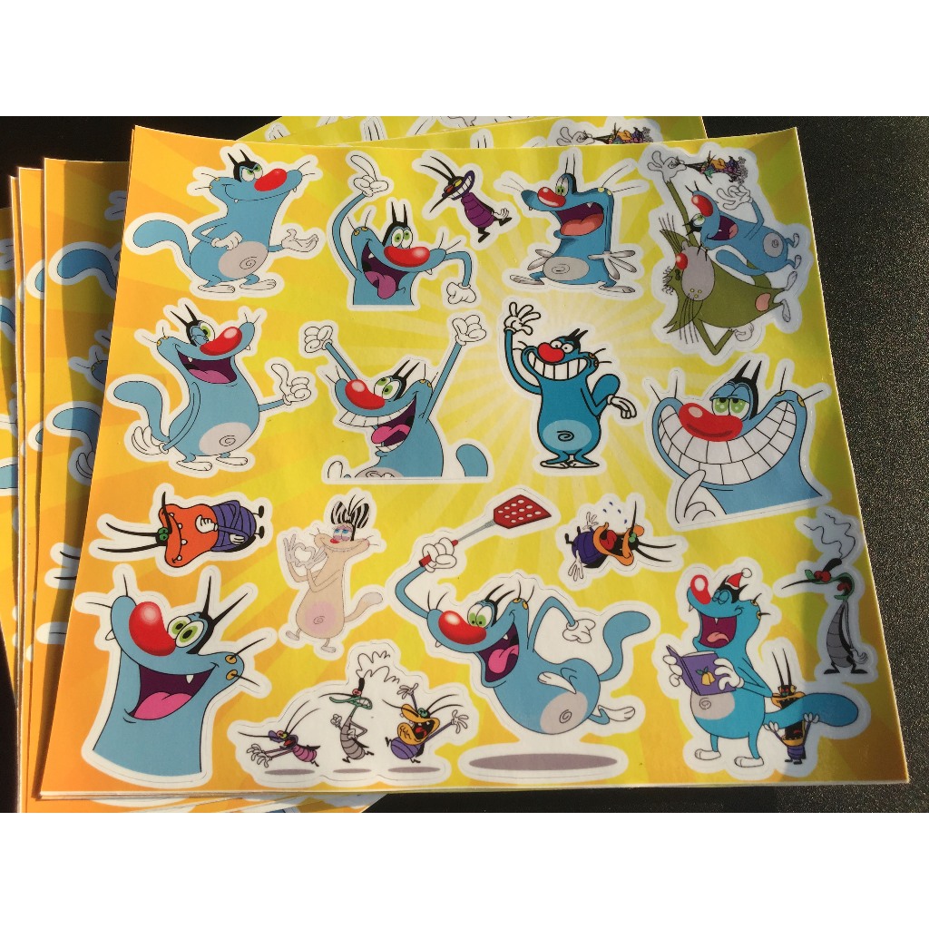 Trọn bộ logo Oggy. Hình dán chống nước, sticker sắc nét.