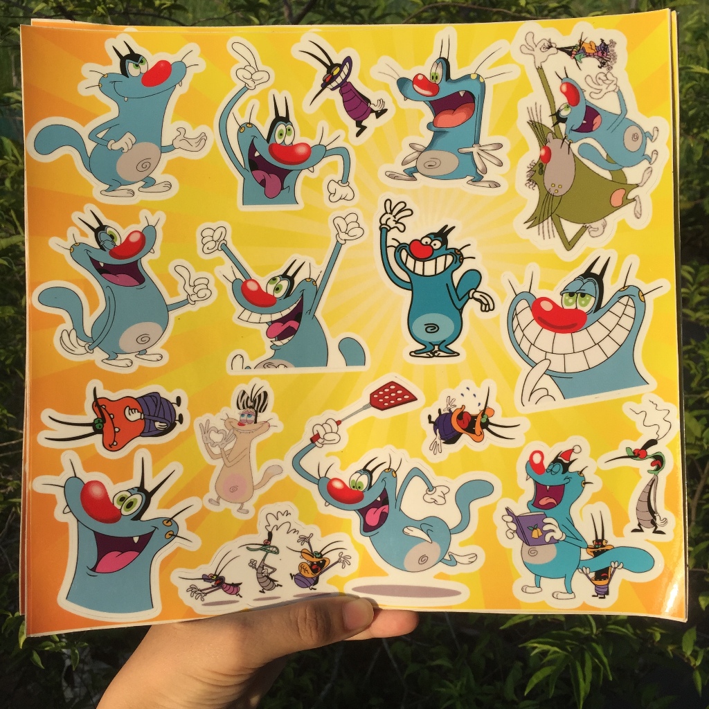 Trọn bộ logo Oggy. Hình dán chống nước, sticker sắc nét.