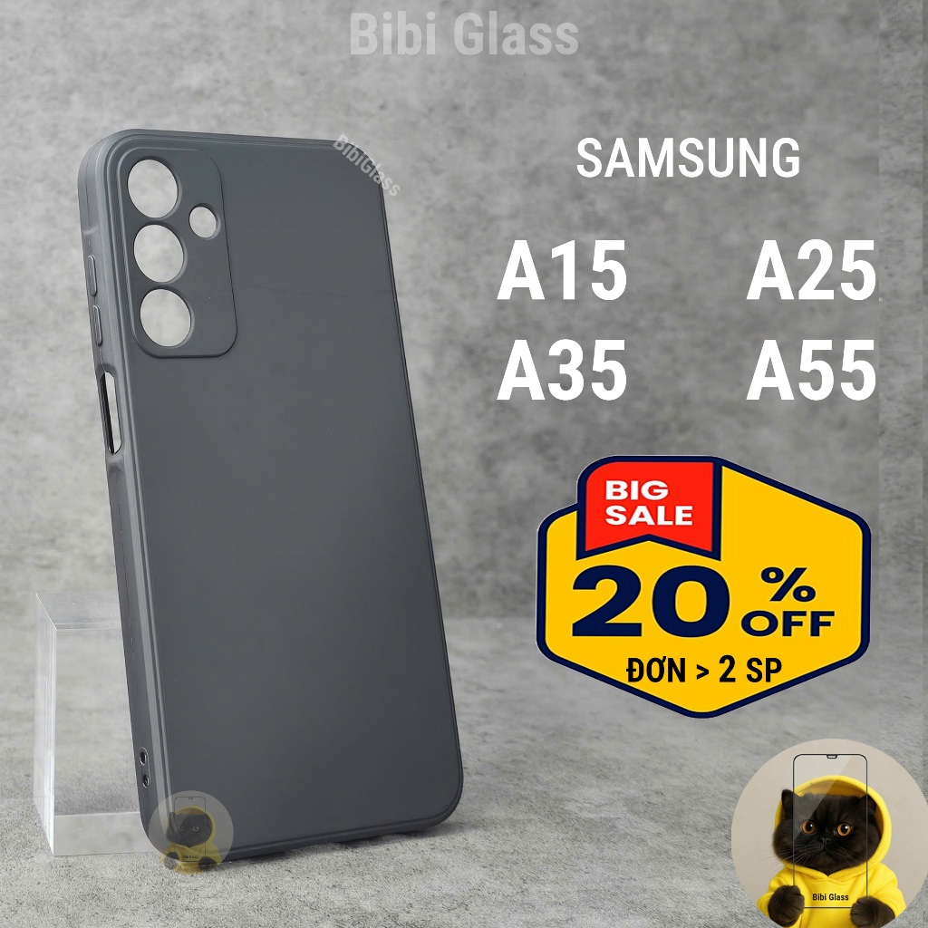 Ốp lưng Samsung A15, A25, A35, A55 5G bảo vệ cam điện thoại toàn diện cạnh vuông nhựa dẻo tpu bibi