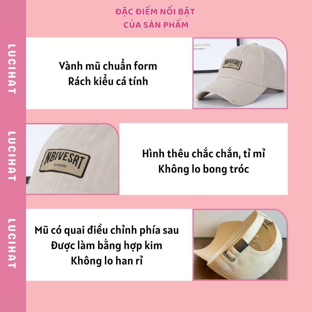 Mũ Lưỡi Trai Rách Thinking Basic, Nón Lưỡi Trai Nam Nữ Form Cứng Chất Vải Kaki Mềm Nhiều Màu Đẹp