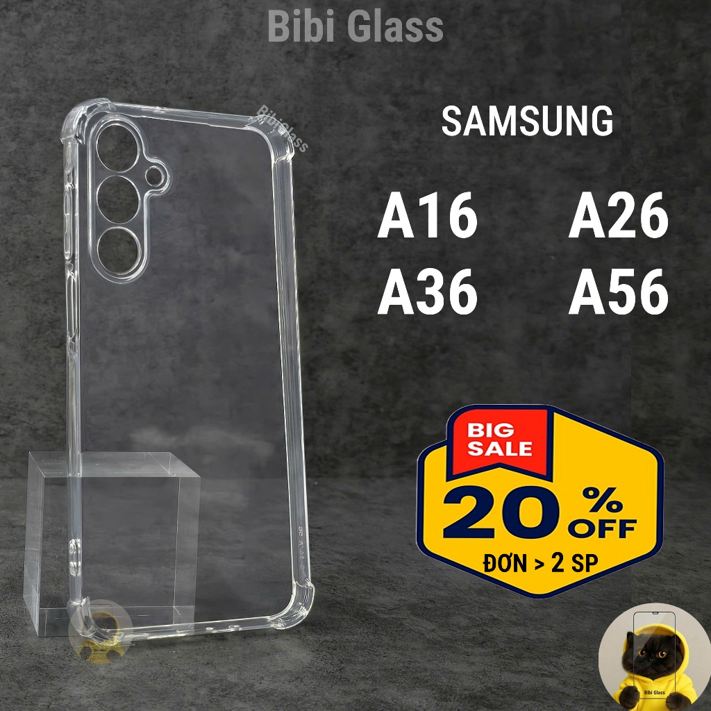 Ốp lưng Samsung A16, A26, A36, A56 5G silicon trong suốt dẻo chống sốc bảo vệ cam điện thoại BIBI