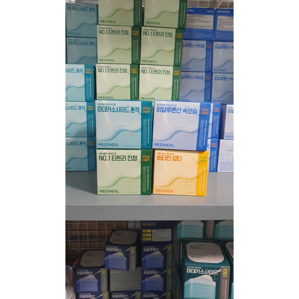 Mặt Nạ Thạch Dẻo Mediheal Ampole Powder TeeTree/Masdecassoside/Vitamin C/Hyaluronate/Collagen Derma Modeling Pack Hộp