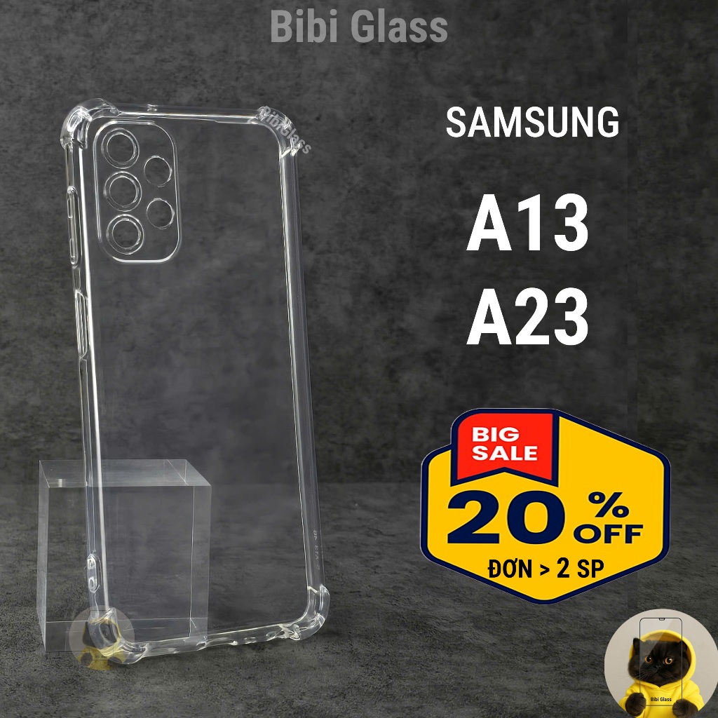 Ốp lưng Samsung A13, A23 nhựa silicon trong suốt dẻo cao cấp chống sốc va đập cạnh vuông bảo vệ đt