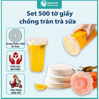 Set 500 tờ giấy chống tràn trà sữa - lót ly giấy, nhựa PP, PE chống rò rỉ tiện lợi