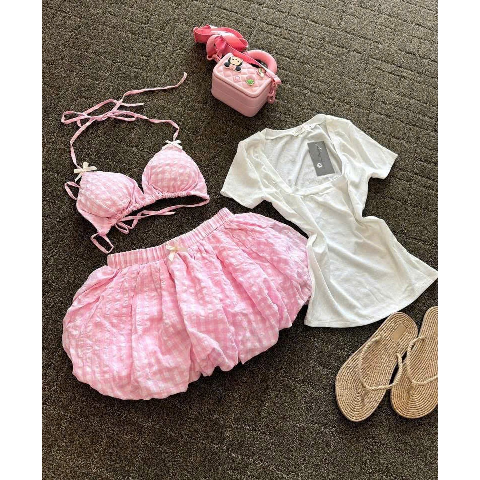 [ BKN 925 ] Set Bikini đi biển ba món VÁY BÍ tiểu thư HAN.T SHOP