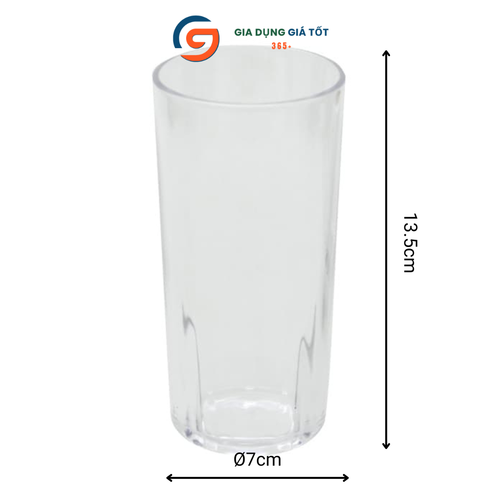 Cốc nhựa trong suốt 330ml dáng cao sọc chìm Song Long - cốc uống nước đẹp, nhẹ, bền