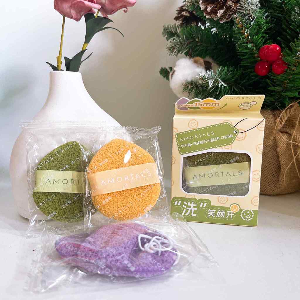 Miếng mút bọt biển rửa mặt Amortals, set mút rửa mặt armortal