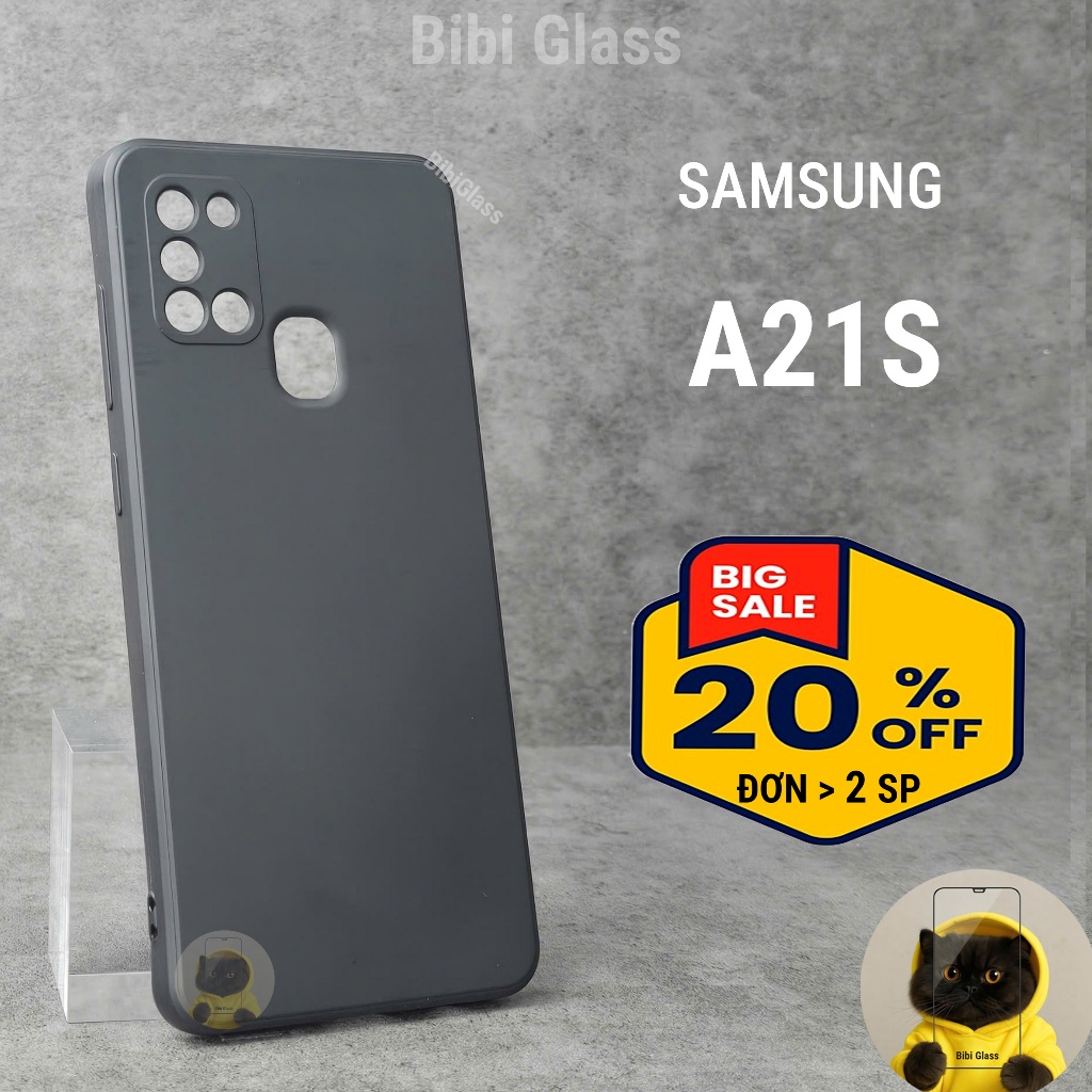 Ốp lưng Samsung A21S cạnh vuông bảo vệ cam nhựa dẻo cao cấp tpu đen bibi glass