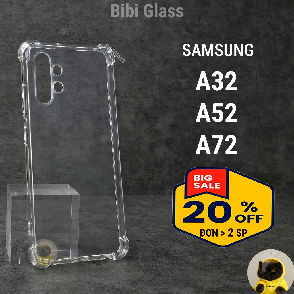 Ốp lưng Samsung A32, A52, A72, A52S 4G 5G nhựa silicon trong suốt dẻo cao cấp chống sốc va đập bibi